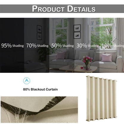 Top & Bottom Fixed Eyelets Windproof & Waterproof Outdoor Curtain 1 Panel