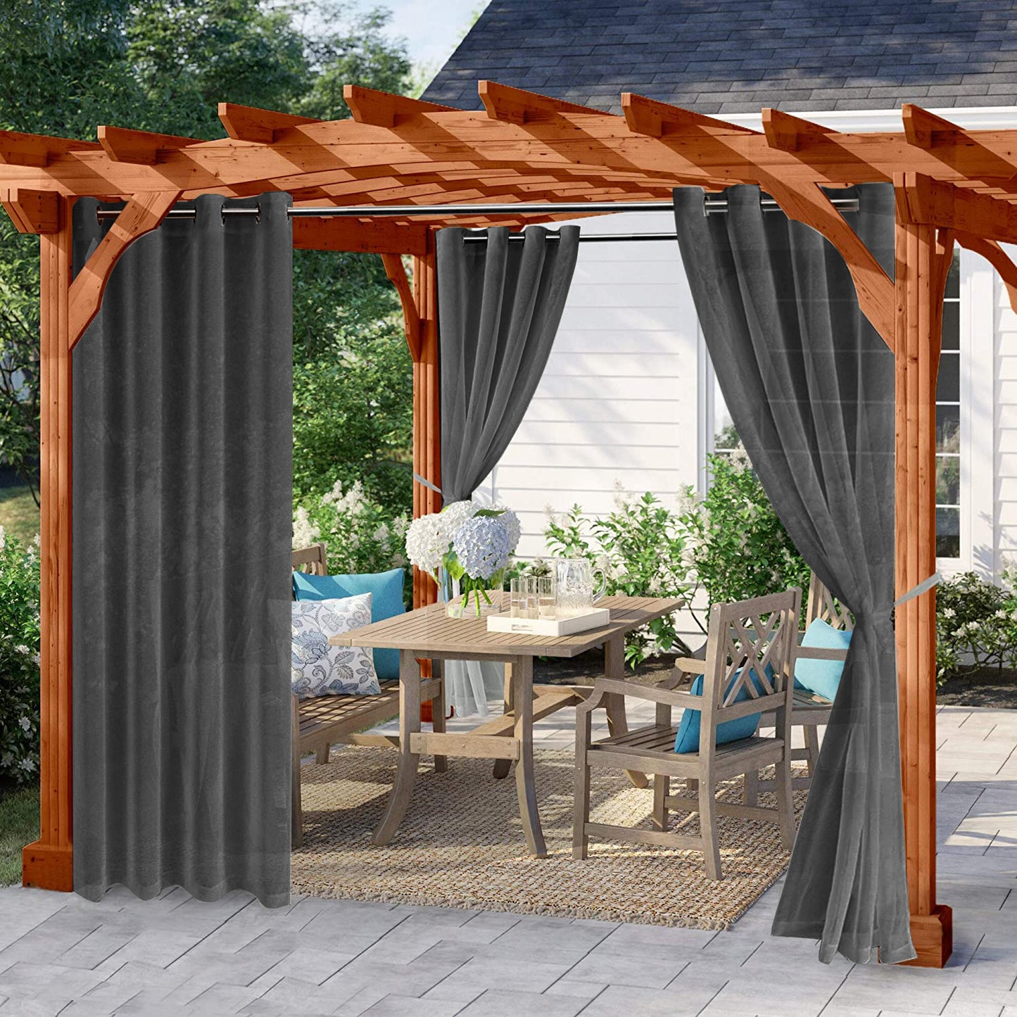 Eyelets Patio Waterproof Outdoor Curtain 1 Panel