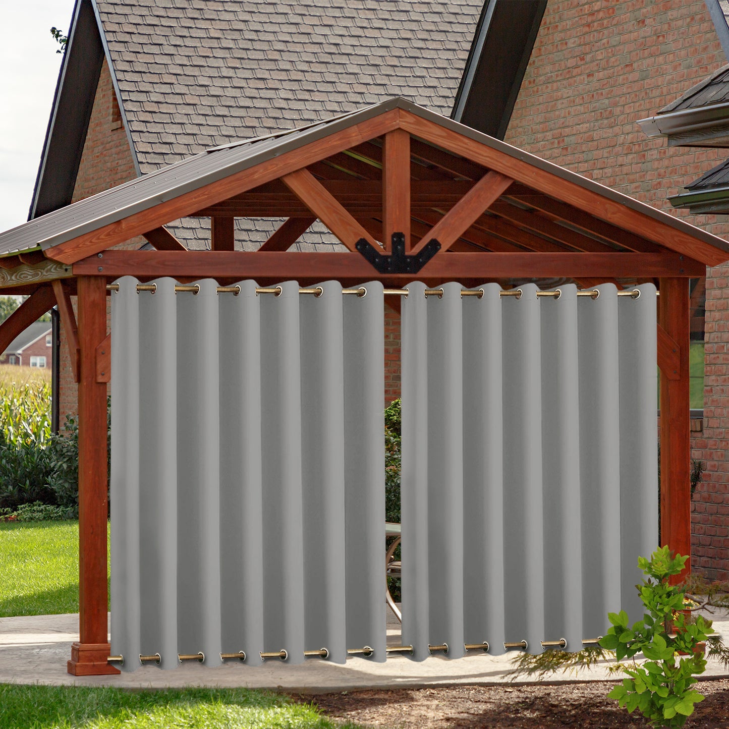 Top & Bottom Fixed Eyelets Windproof & Waterproof Outdoor Curtain 1 Panel