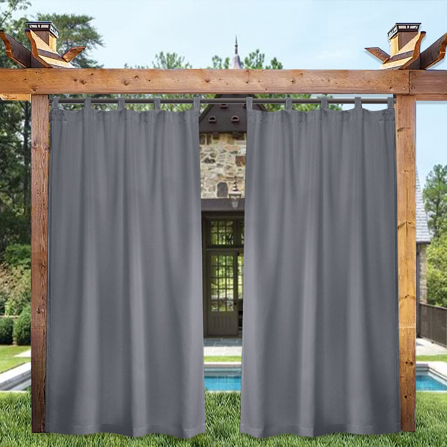 Waterproof Outdoor Curtain Blackout Magic Tab Top 1 Panel
