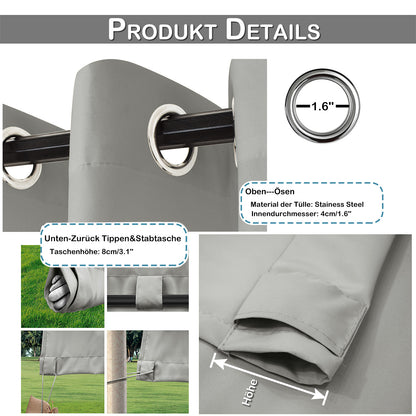 Patio Waterproof Windproof Outdoor Curtains 1 Panel