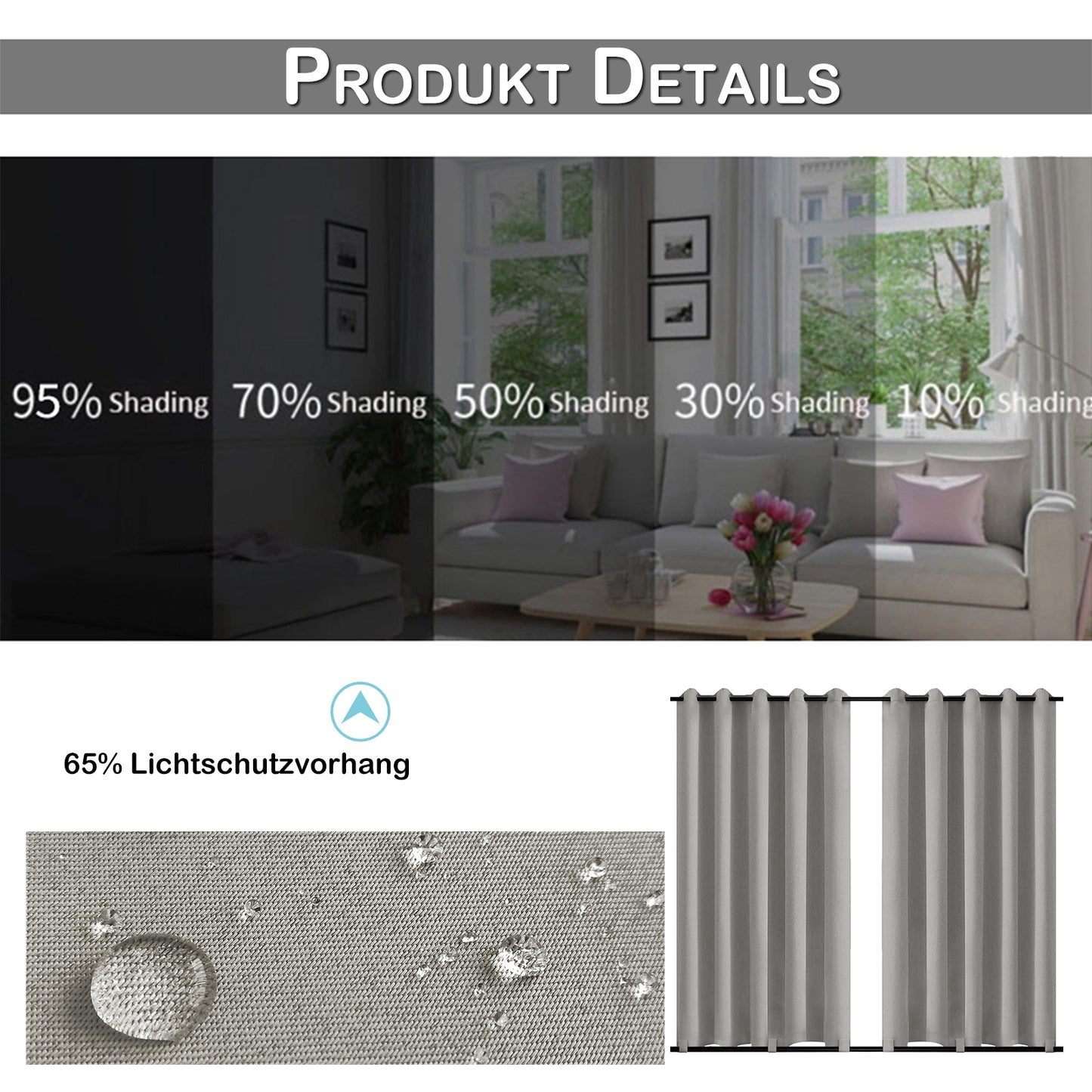 Patio Waterproof Windproof Outdoor Curtains 1 Panel
