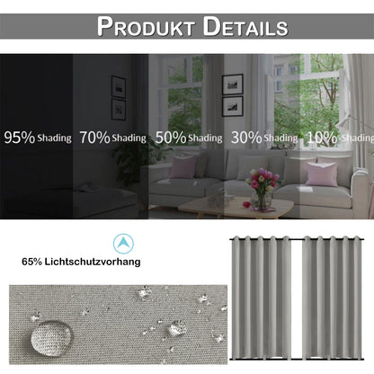 Patio Waterproof Windproof Outdoor Curtains 1 Panel