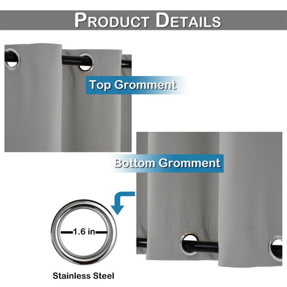 Top & Bottom Fixed Eyelets Windproof & Waterproof Outdoor Curtain 1 Panel