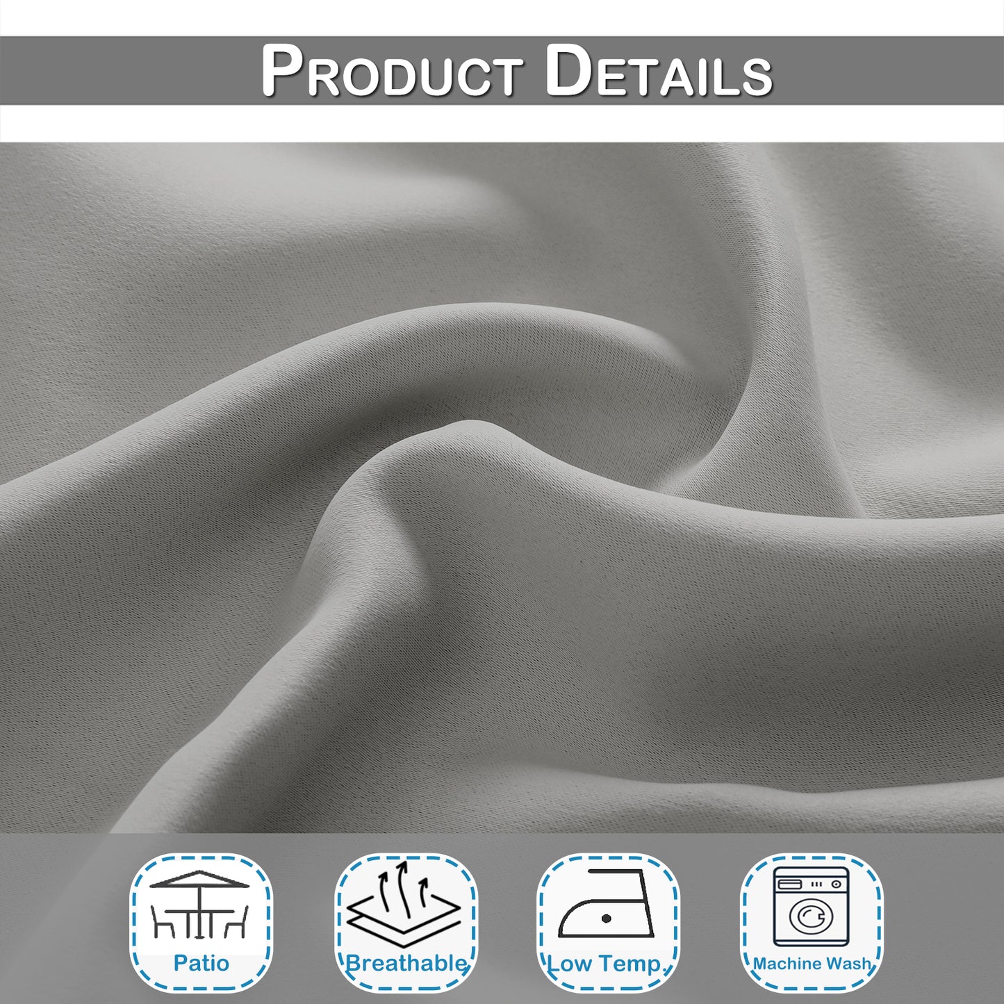 Top & Bottom Fixed Eyelets Windproof & Waterproof Outdoor Curtain 1 Panel