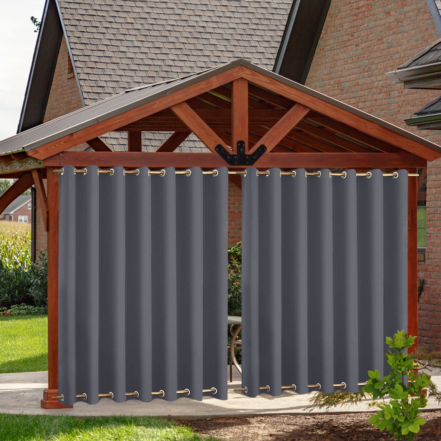 Top & Bottom Fixed Eyelets Windproof & Waterproof Outdoor Curtain 1 Panel