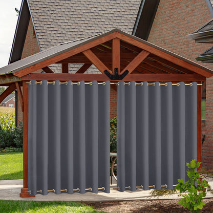 Top & Bottom Fixed Eyelets Windproof & Waterproof Outdoor Curtain 1 Panel