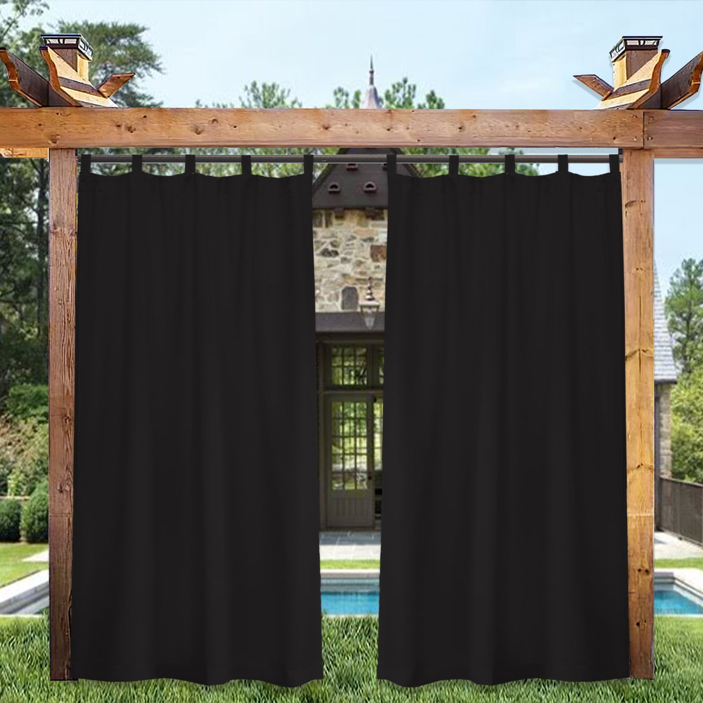 Waterproof Outdoor Curtain Blackout Magic Tab Top 1 Panel
