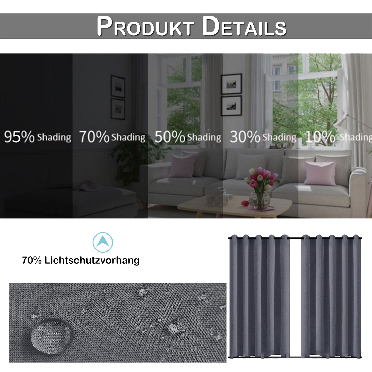 Patio Waterproof Windproof Outdoor Curtains 1 Panel