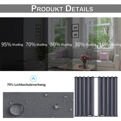 Patio Waterproof Windproof Outdoor Curtains 1 Panel