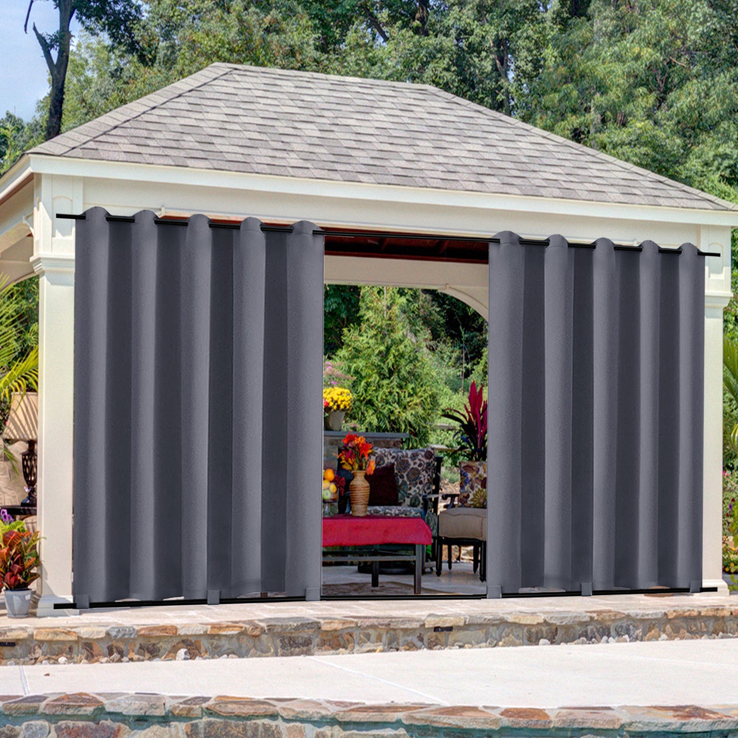 Patio Waterproof Windproof Outdoor Curtains 1 Panel