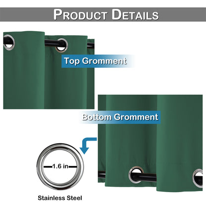 Top & Bottom Fixed Eyelets Windproof & Waterproof Outdoor Curtain 1 Panel