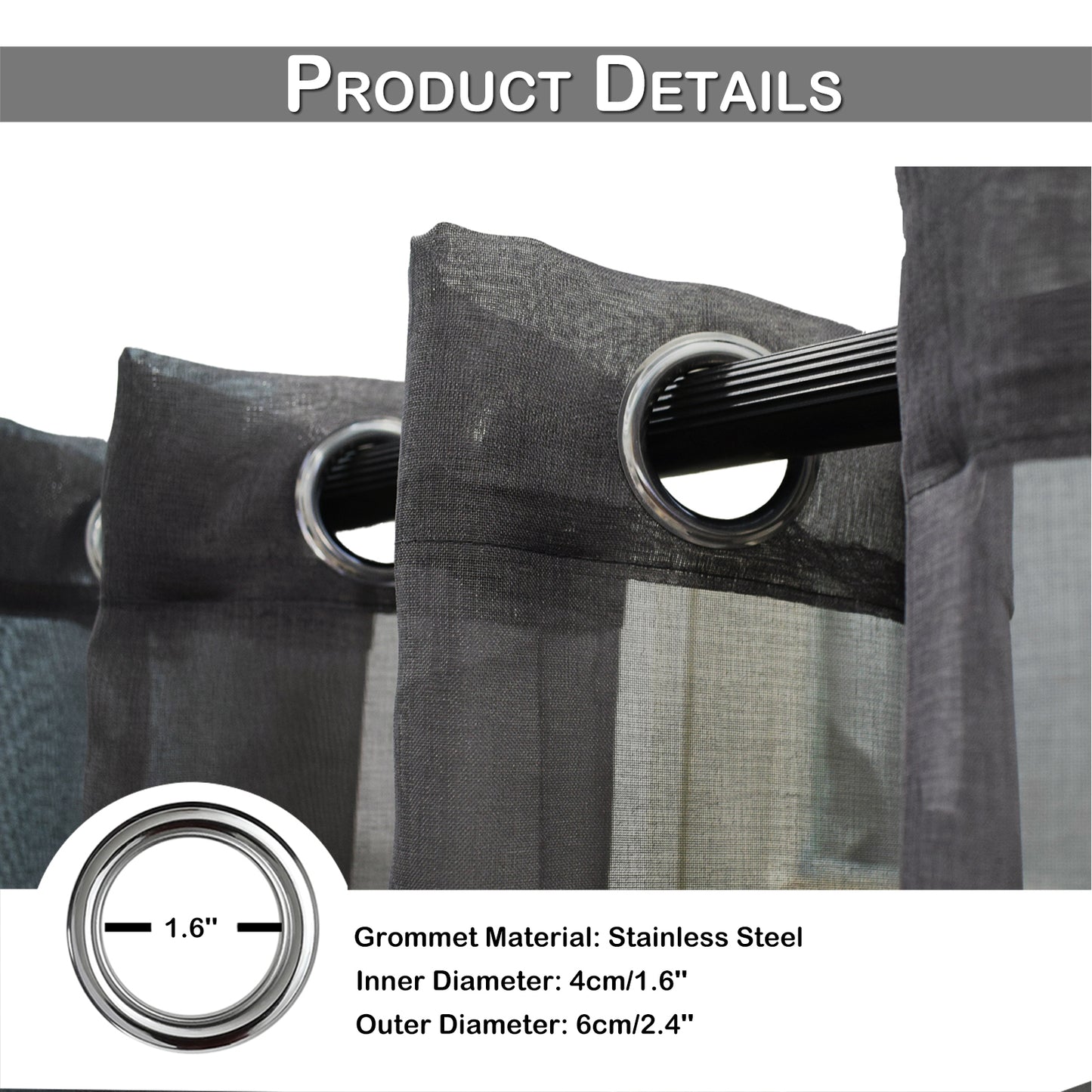 Patio Waterproof Outdoor Curtains 1 Panel