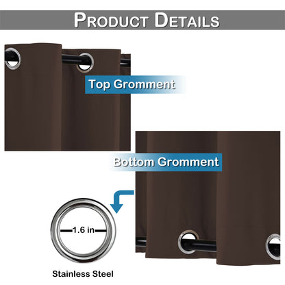 Top & Bottom Fixed Eyelets Windproof & Waterproof Outdoor Curtain 1 Panel