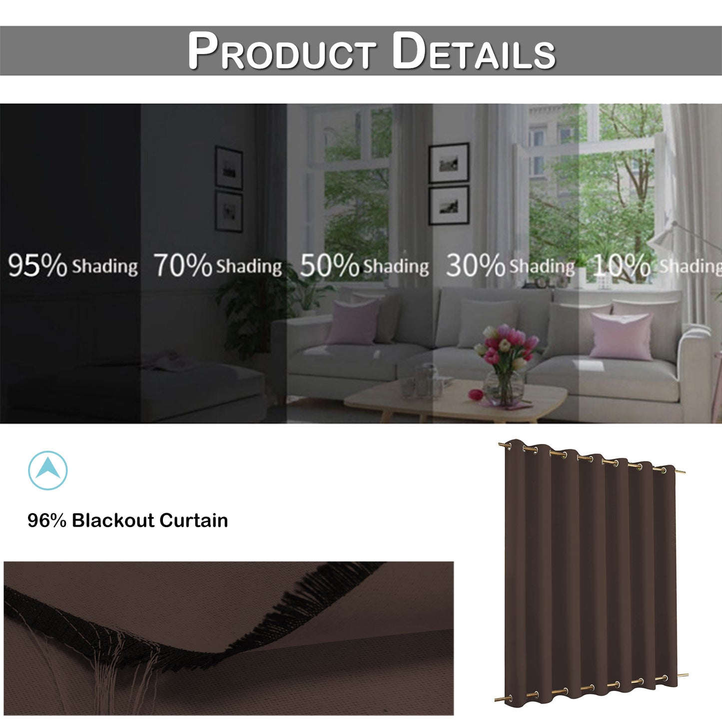 Top & Bottom Fixed Eyelets Windproof & Waterproof Outdoor Curtain 1 Panel