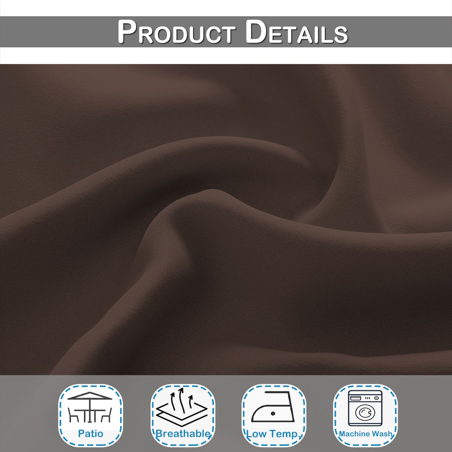 Top & Bottom Fixed Eyelets Windproof & Waterproof Outdoor Curtain 1 Panel