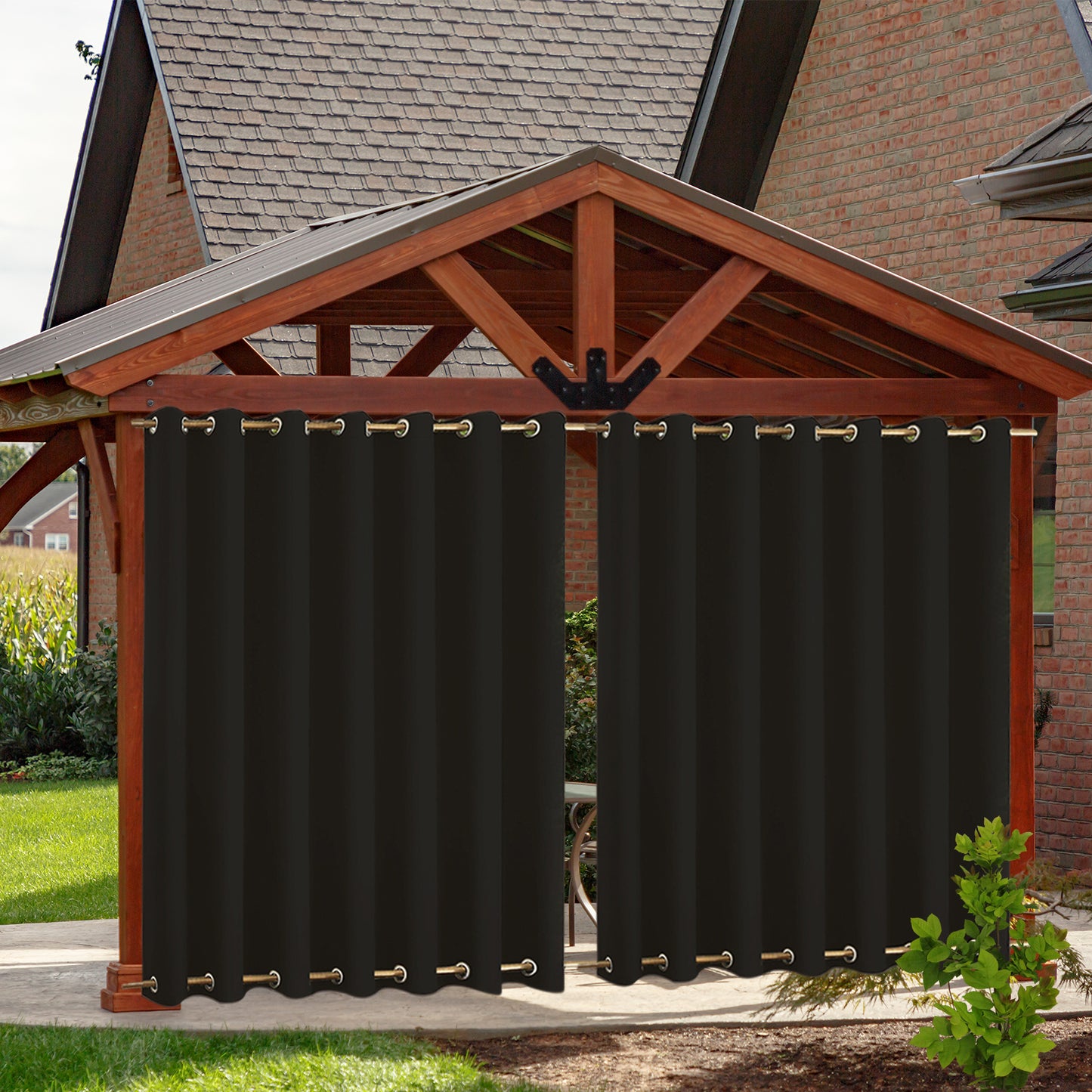 Top & Bottom Fixed Eyelets Windproof & Waterproof Outdoor Curtain 1 Panel