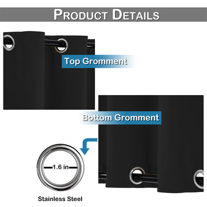 Top & Bottom Fixed Eyelets Windproof & Waterproof Outdoor Curtain 1 Panel