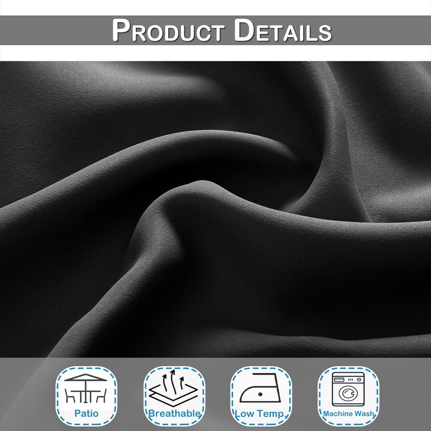 Top & Bottom Fixed Eyelets Windproof & Waterproof Outdoor Curtain 1 Panel