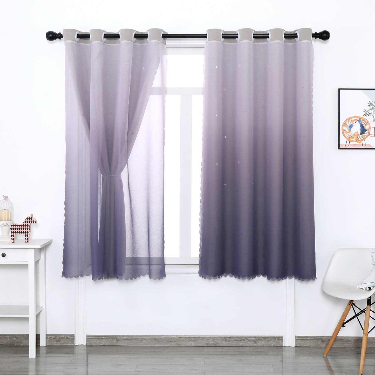 Double-Layer Blackout Curtains, 1 Panel, Purple, 132x160cm/132x213cm/132x243cm