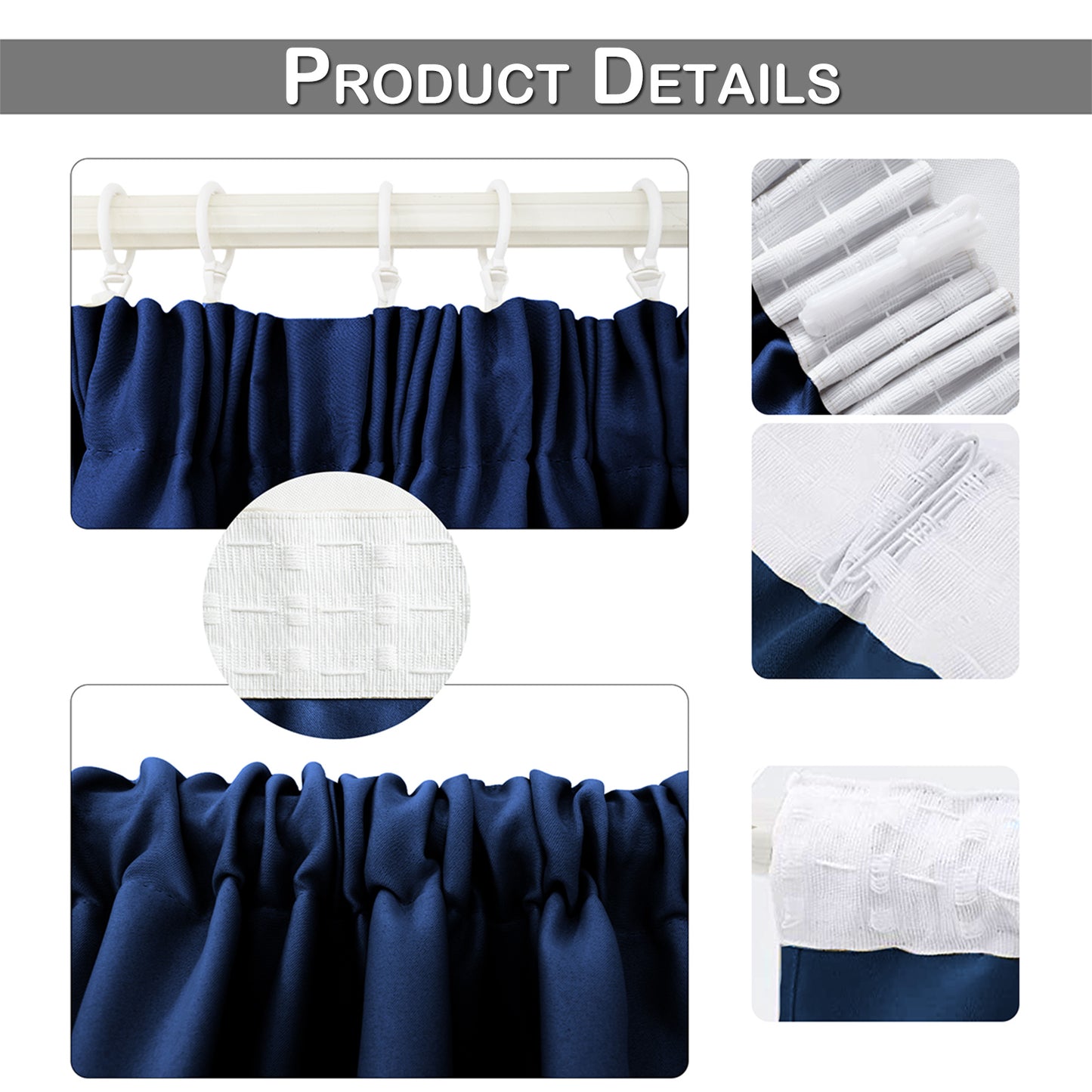 Blackout Curtains, 1 Panel, Blue, 132*160cm/132*183cm/132*213cm