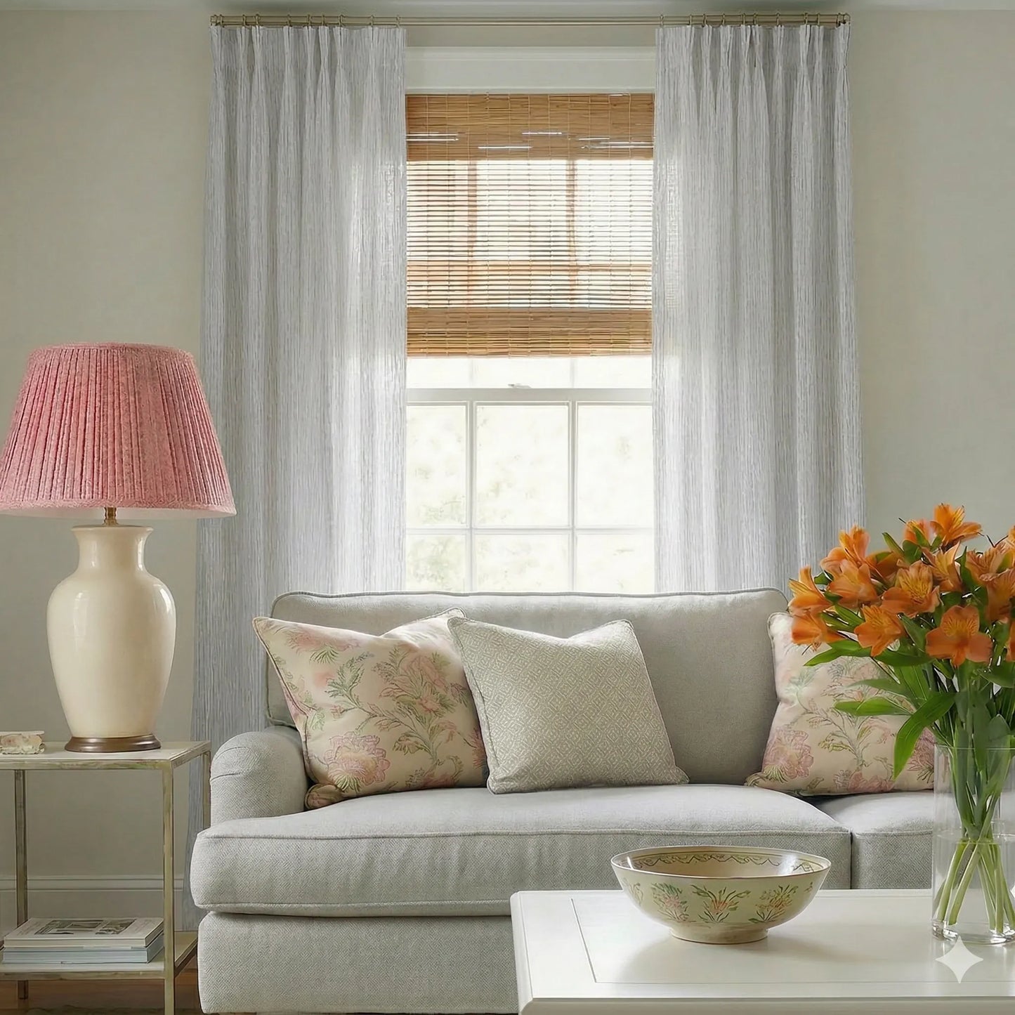 Textured linen-look sheer curtain – Aurelian