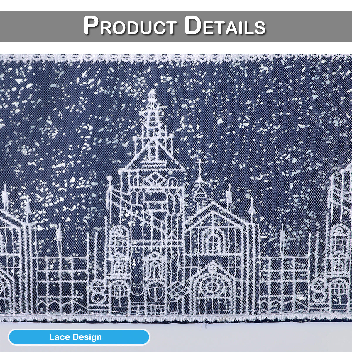 Stamping Lace Blackout Curtains, 1 Panel, Navy Blue, 132x45cm/132x60cm
