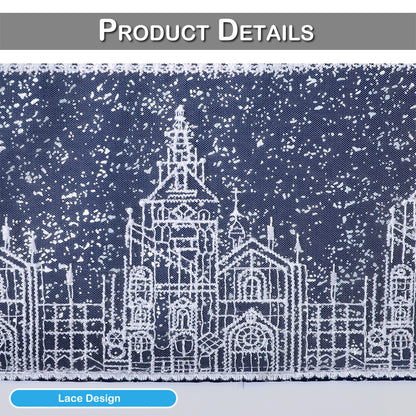 Stamping Lace Blackout Curtains, 1 Panel, Navy Blue, 132x45cm/132x60cm