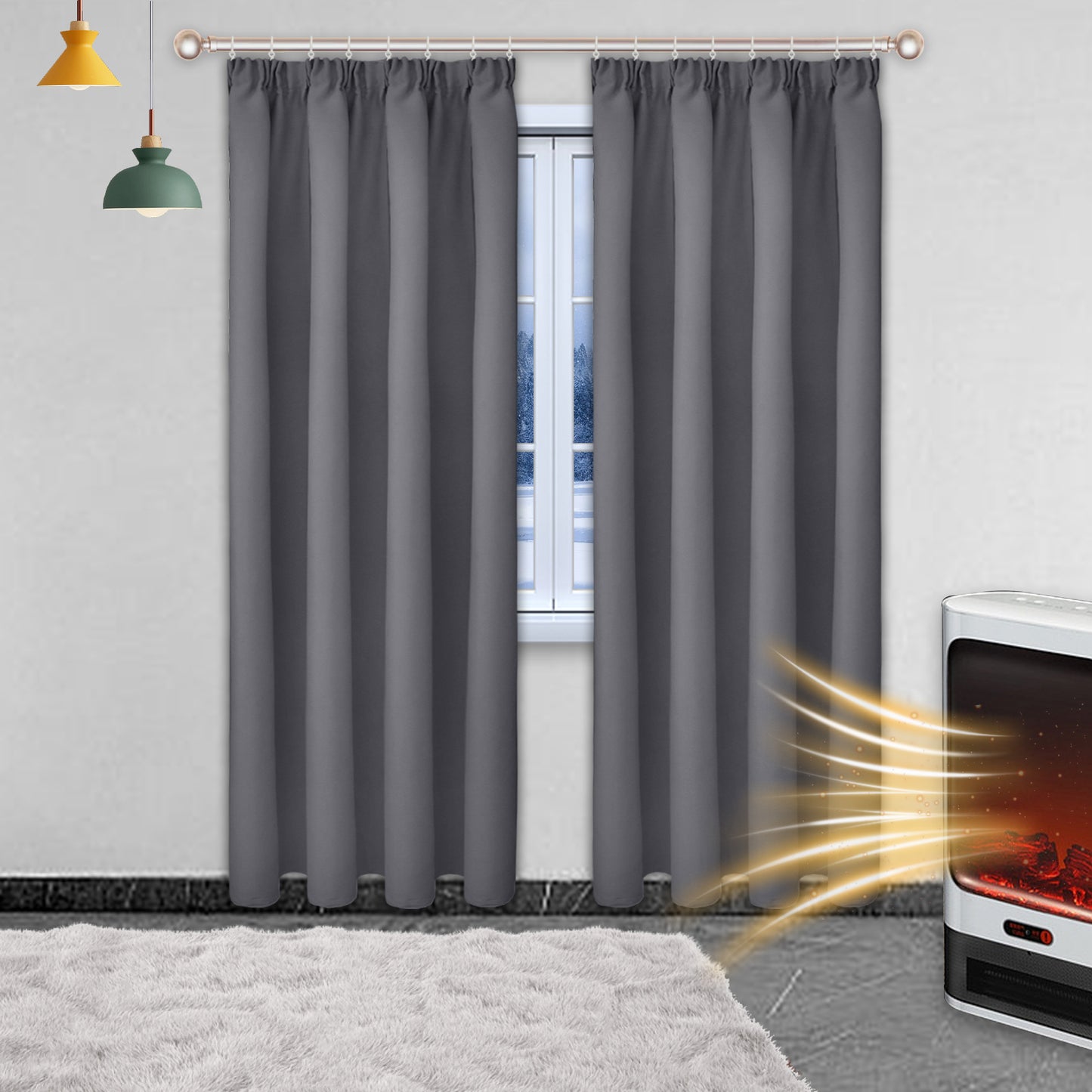 Blackout Curtains, 1 Panel, Gray, 132*160cm/132*183cm/132*213cm