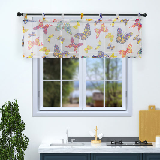 Butterfly Short Curtains, 1 Panel, White, 132*46cm/132*61cm/132*76cm/132*91cm
