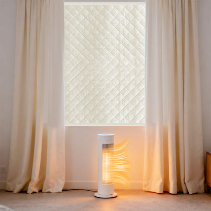 Quilted Winter Insulated Window Curtain with Magic Tape – Thermal Draft Blocking Panel