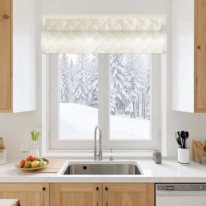 Quilted Winter Insulated Window Curtain with Magic Tape – Thermal Draft Blocking Panel