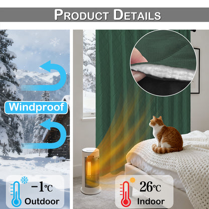 Extra Breiter Samt-Steppvorhang – Wärmende Trenn- oder Weihnachtsgardine aus 3-Schicht-Material