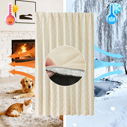 Extra Breiter Samt-Steppvorhang – Wärmende Trenn- oder Weihnachtsgardine aus 3-Schicht-Material