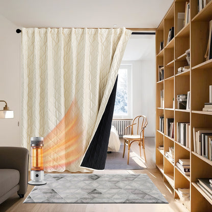 Extra Breiter Samt-Steppvorhang – Wärmende Trenn- oder Weihnachtsgardine aus 3-Schicht-Material