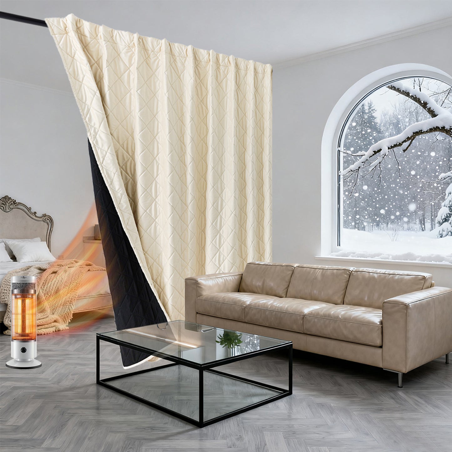 Extra Breiter Samt-Steppvorhang – Wärmende Trenn- oder Weihnachtsgardine aus 3-Schicht-Material
