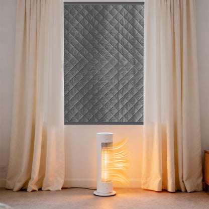 Quilted Winter Insulated Window Curtain with Magic Tape – Thermal Draft Blocking Panel