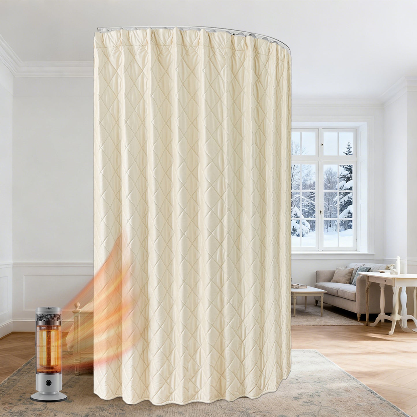 Extra Breiter Samt-Steppvorhang – Wärmende Trenn- oder Weihnachtsgardine aus 3-Schicht-Material