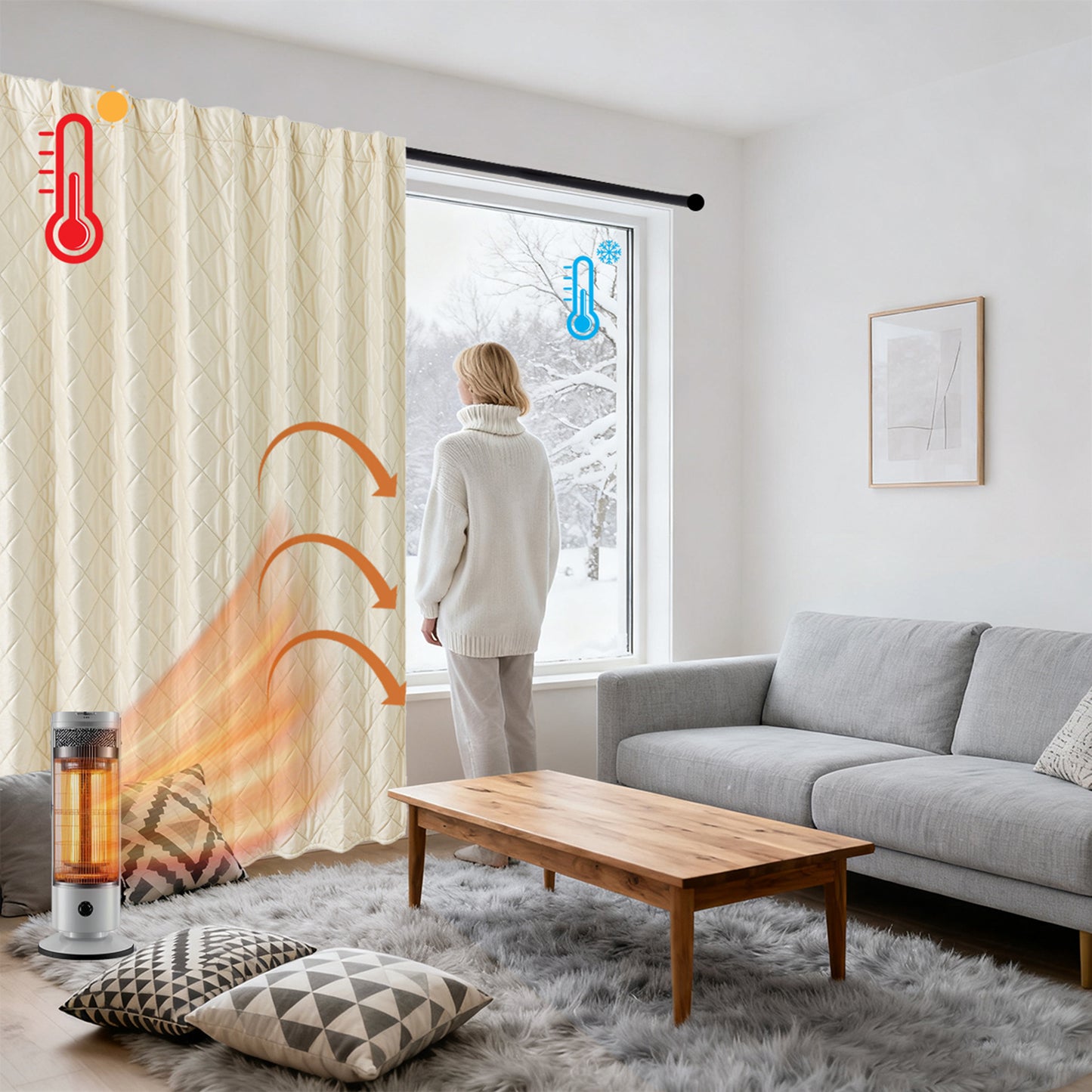 Extra Breiter Samt-Steppvorhang – Wärmende Trenn- oder Weihnachtsgardine aus 3-Schicht-Material