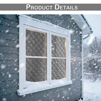 Quilted Winter Insulated Window Curtain with Magic Tape – Thermal Draft Blocking Panel
