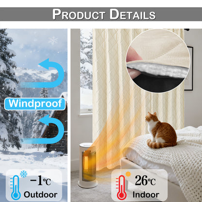 Extra Breiter Samt-Steppvorhang – Wärmende Trenn- oder Weihnachtsgardine aus 3-Schicht-Material