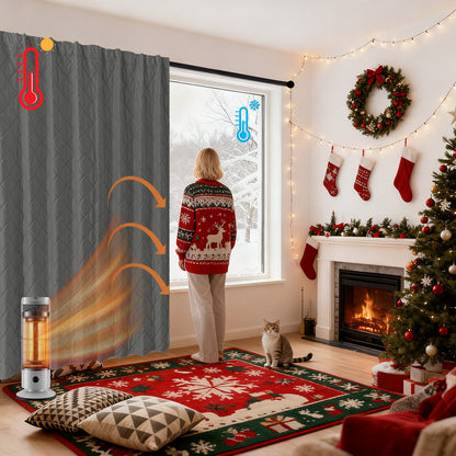 Extra Breiter Samt-Steppvorhang – Wärmende Trenn- oder Weihnachtsgardine aus 3-Schicht-Material