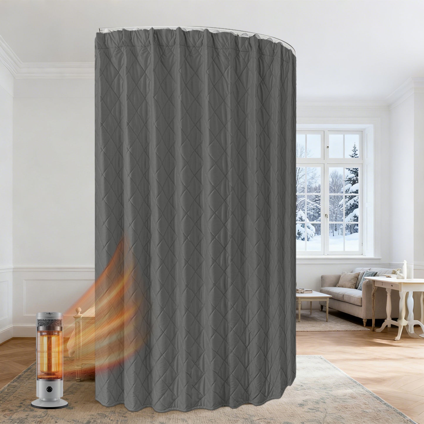 Extra Breiter Samt-Steppvorhang – Wärmende Trenn- oder Weihnachtsgardine aus 3-Schicht-Material