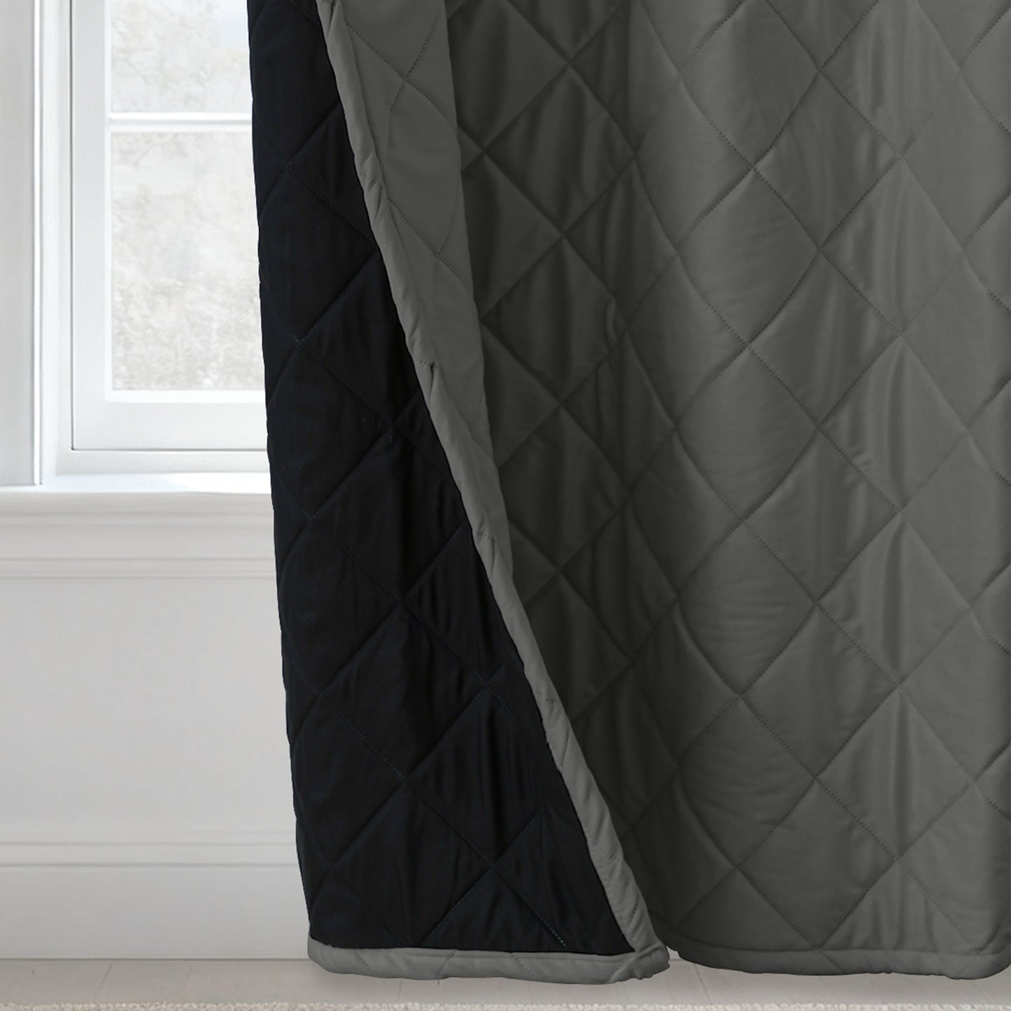 Extra Breiter Samt-Steppvorhang – Wärmende Trenn- oder Weihnachtsgardine aus 3-Schicht-Material