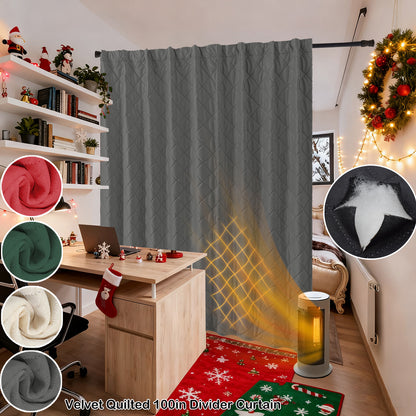 Extra Breiter Samt-Steppvorhang – Wärmende Trenn- oder Weihnachtsgardine aus 3-Schicht-Material