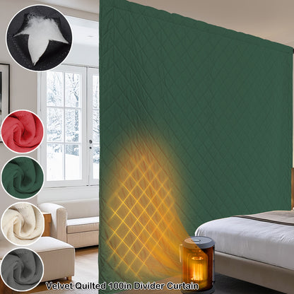 Extra Breiter Samt-Steppvorhang – Wärmende Trenn- oder Weihnachtsgardine aus 3-Schicht-Material