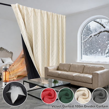 Extra Breiter Samt-Steppvorhang – Wärmende Trenn- oder Weihnachtsgardine aus 3-Schicht-Material