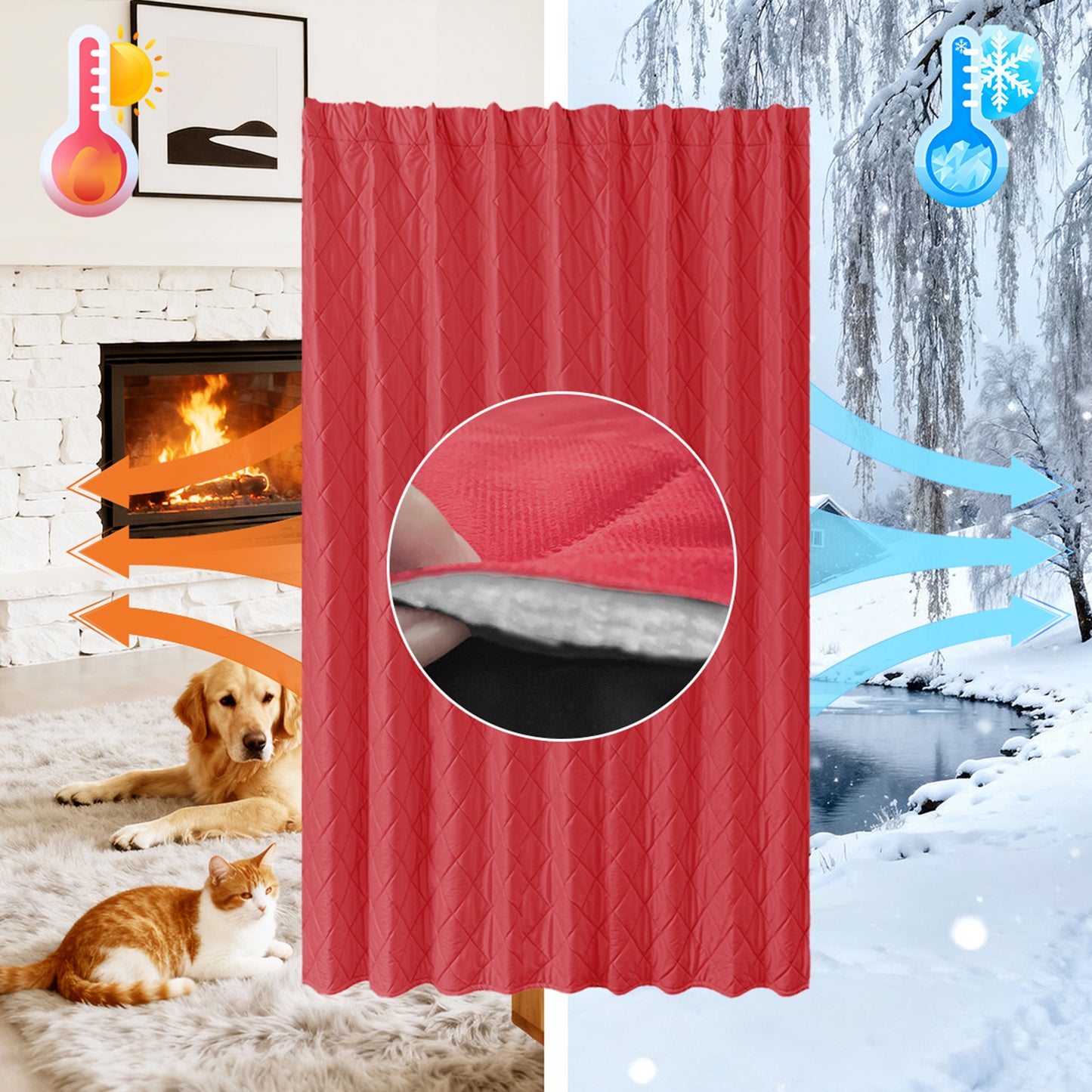 Extra Breiter Samt-Steppvorhang – Wärmende Trenn- oder Weihnachtsgardine aus 3-Schicht-Material