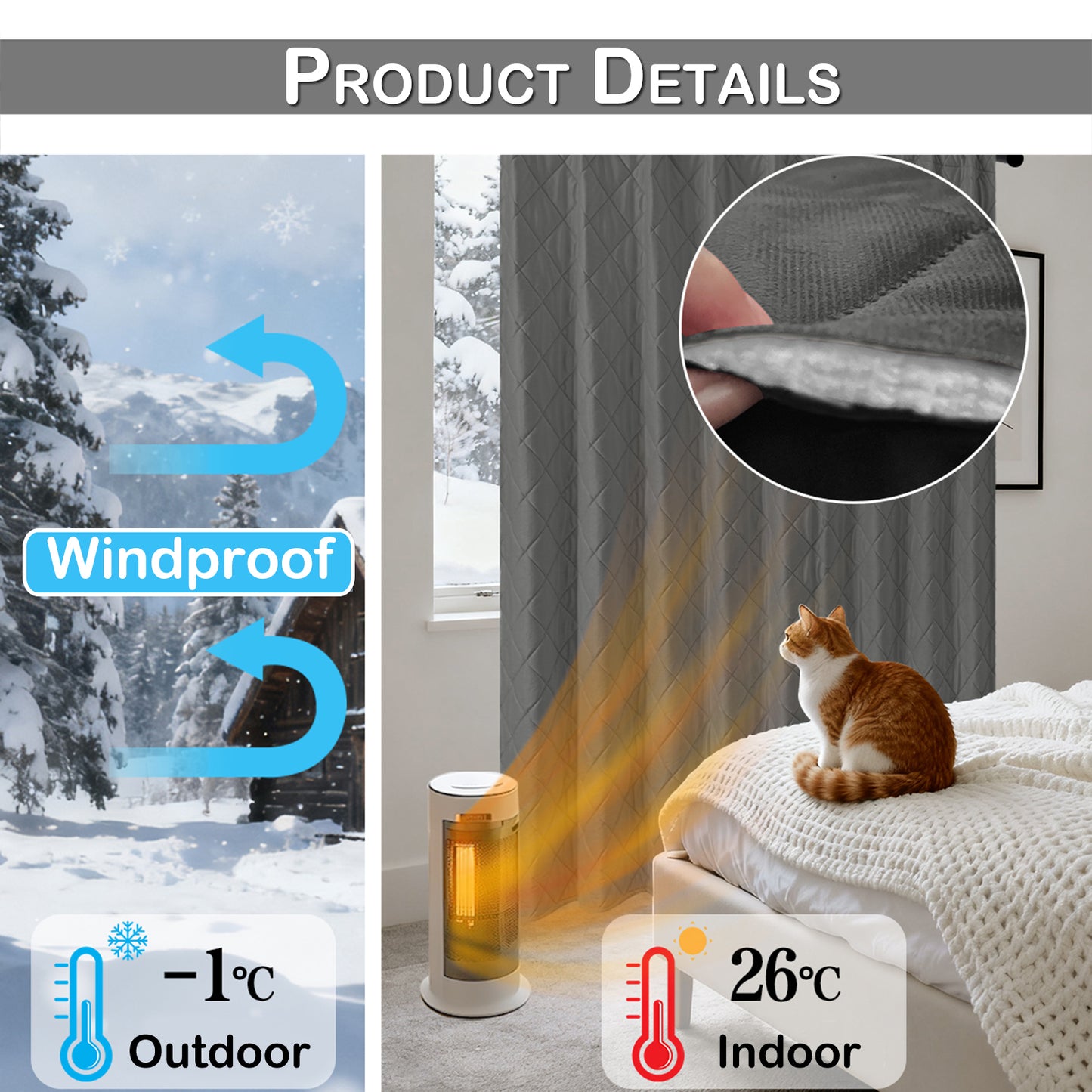 Extra Breiter Samt-Steppvorhang – Wärmende Trenn- oder Weihnachtsgardine aus 3-Schicht-Material