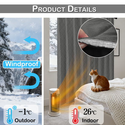 Extra Breiter Samt-Steppvorhang – Wärmende Trenn- oder Weihnachtsgardine aus 3-Schicht-Material